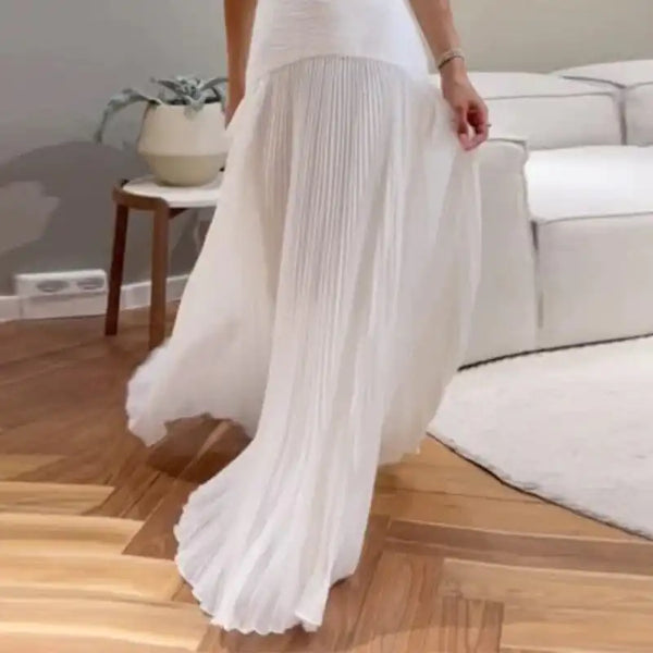 vestido de mujer plisado sin tirantes