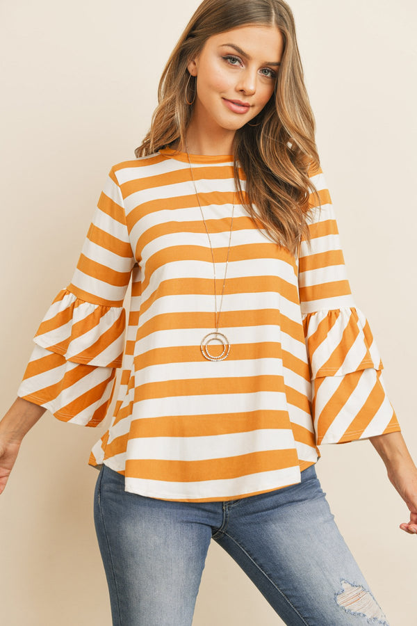 Blusa de manga larga con doble volante