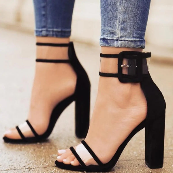 Sandalias cómodas con tacones altos y huecos para mujer